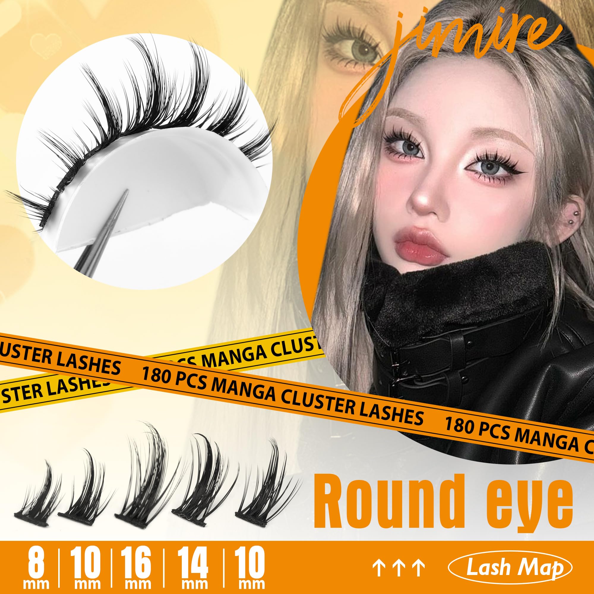 JIMIRE manga lashes 5 lengths 8-16mm demonstrates versatile length options for customized volume
