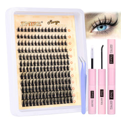 JIMIRE lash clusters kit packaging shows DIY friendly set for home lash extensions