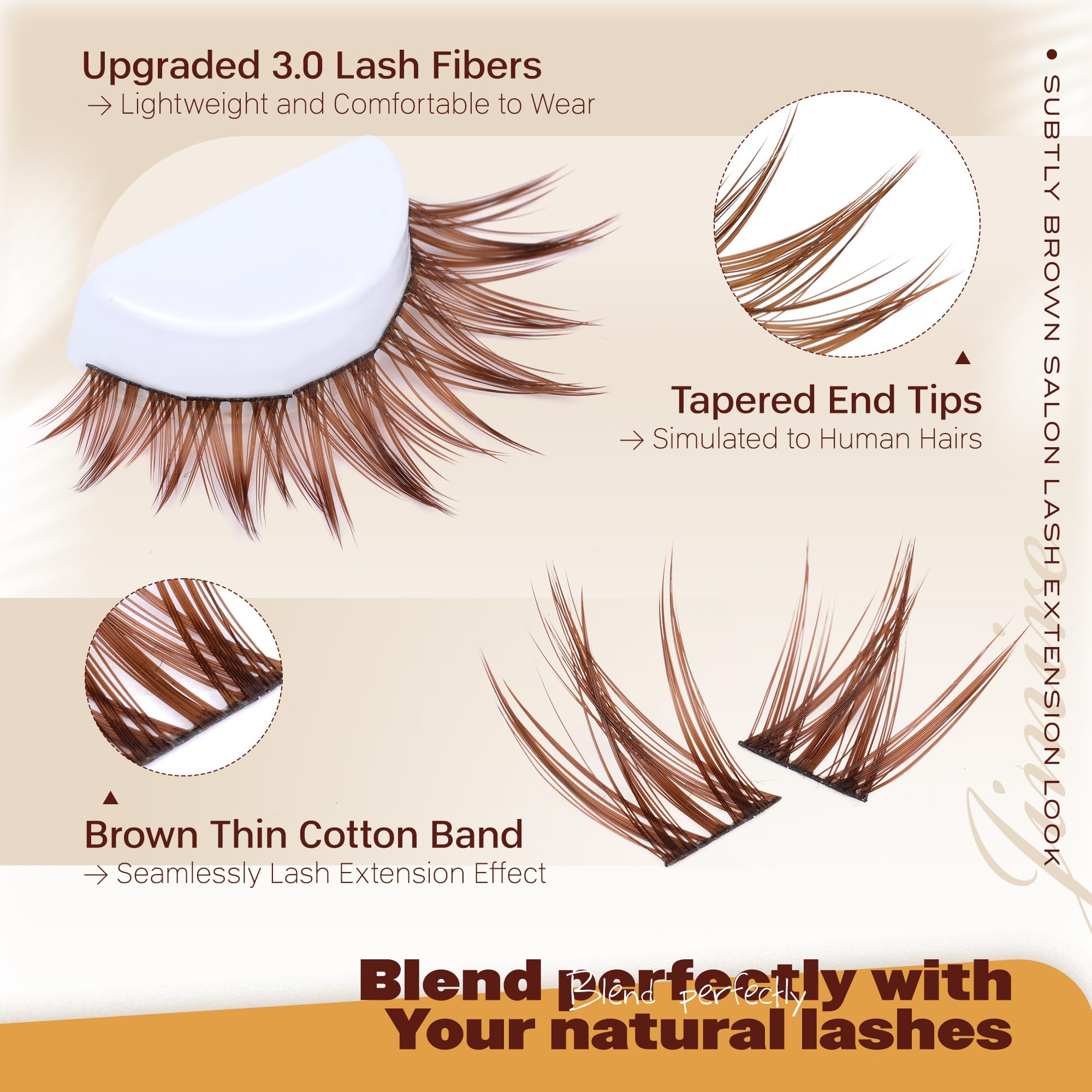 JIMIRE single-spike clusters brown application for easy DIY lash upgrade.