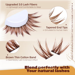 JIMIRE single-spike clusters brown application for easy DIY lash upgrade.