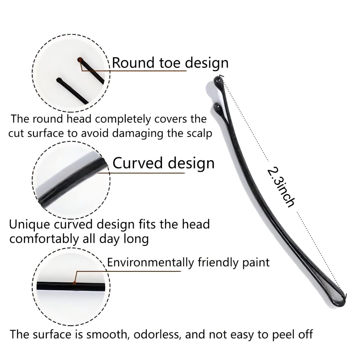 Jimmidy curved bobby pins in hair securing a sleek updo safely