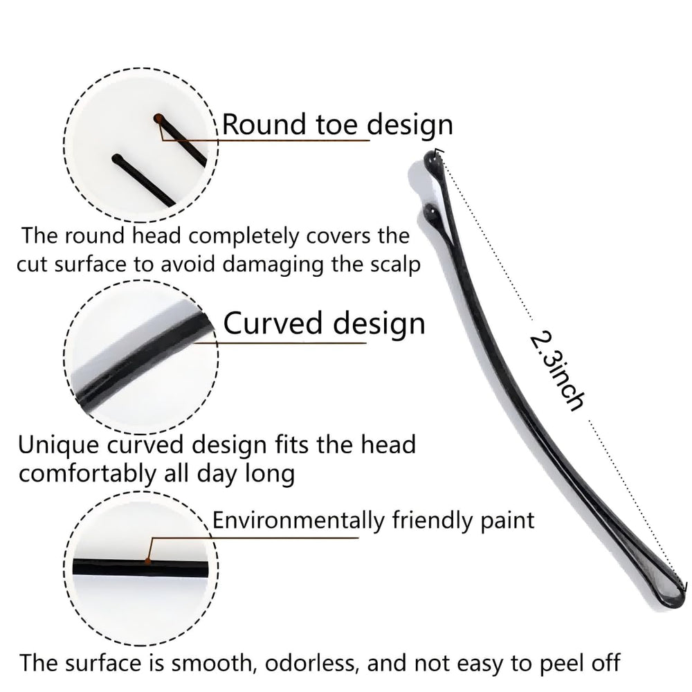 Jimmidy curved bobby pins in hair securing a sleek updo safely