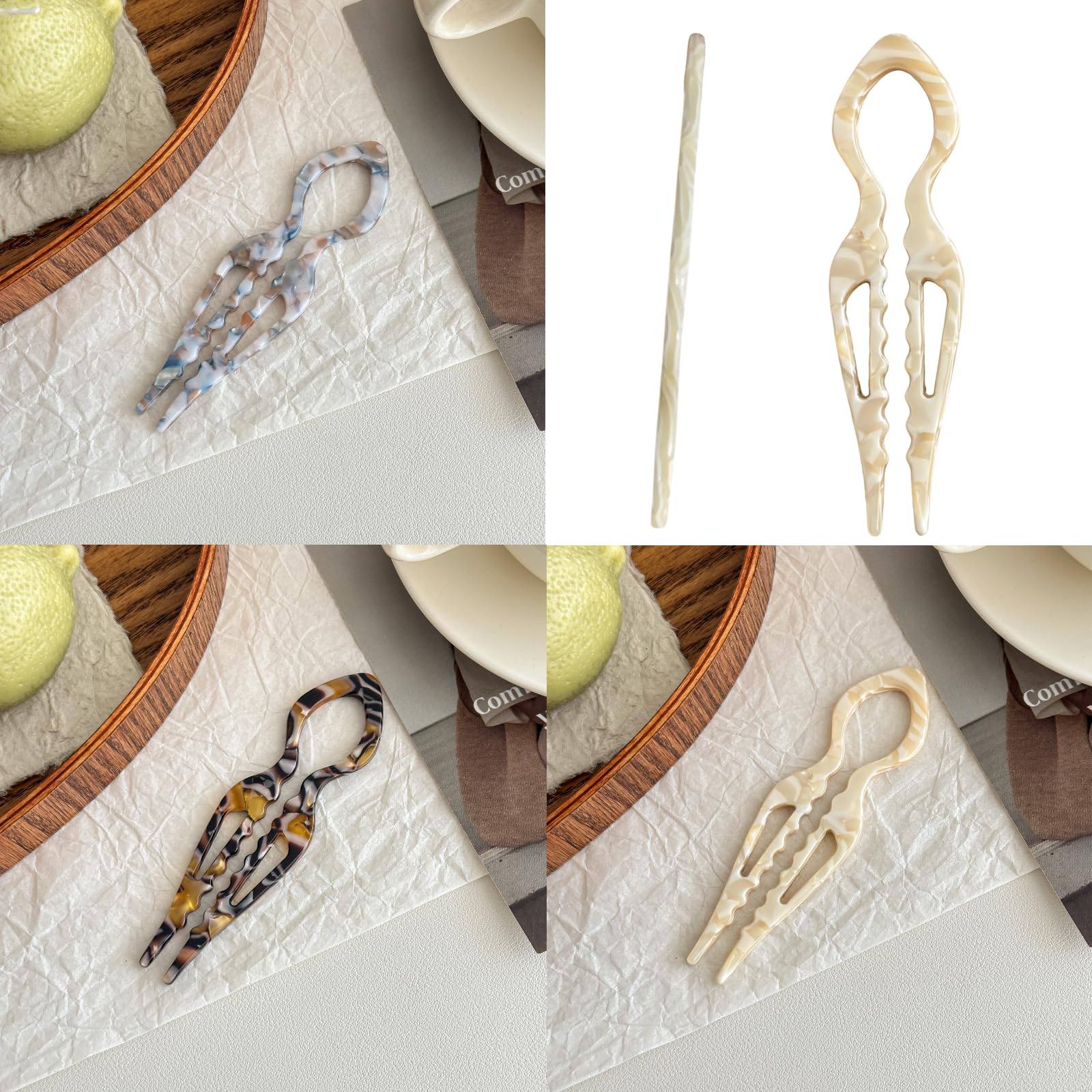 Jimmidy Prestige hair pins acetate dark brown closeup highlighting durable grip for day wear.