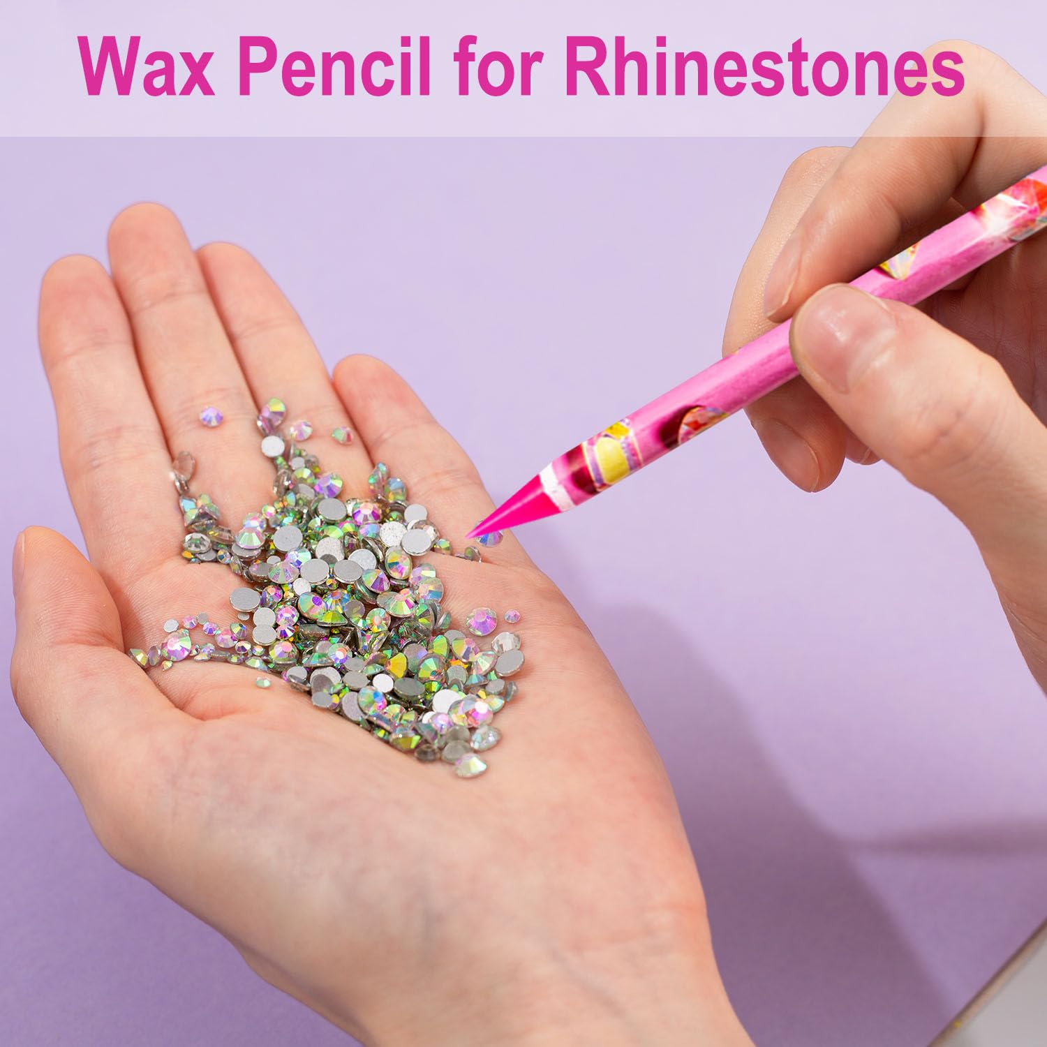 JINJINANV sharpened wax pencil tip ready for precise rhinestone dotting.