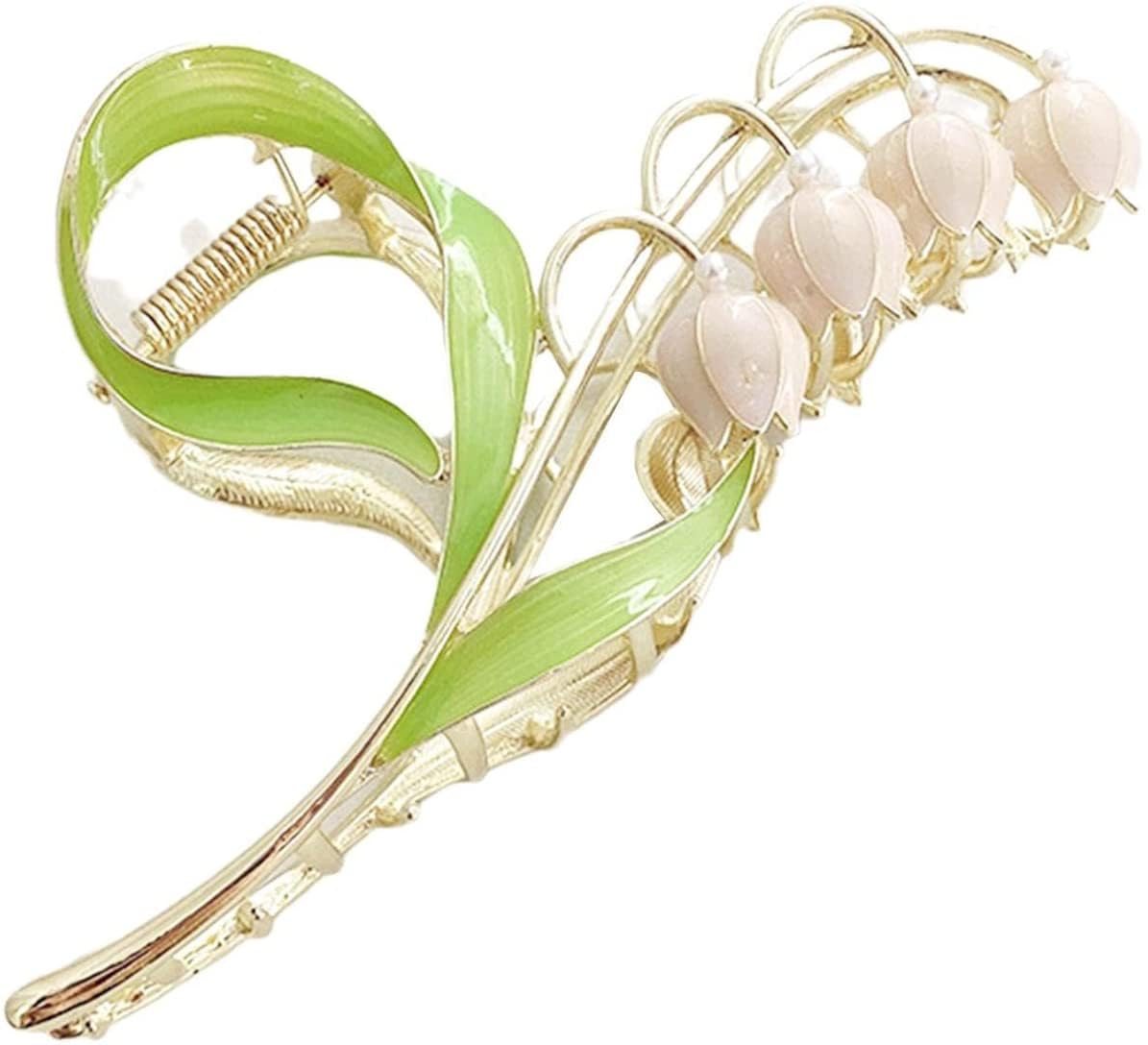 Jinshining pink lily valley flower clip closeup, adding elegant detail to everyday hairstyles.