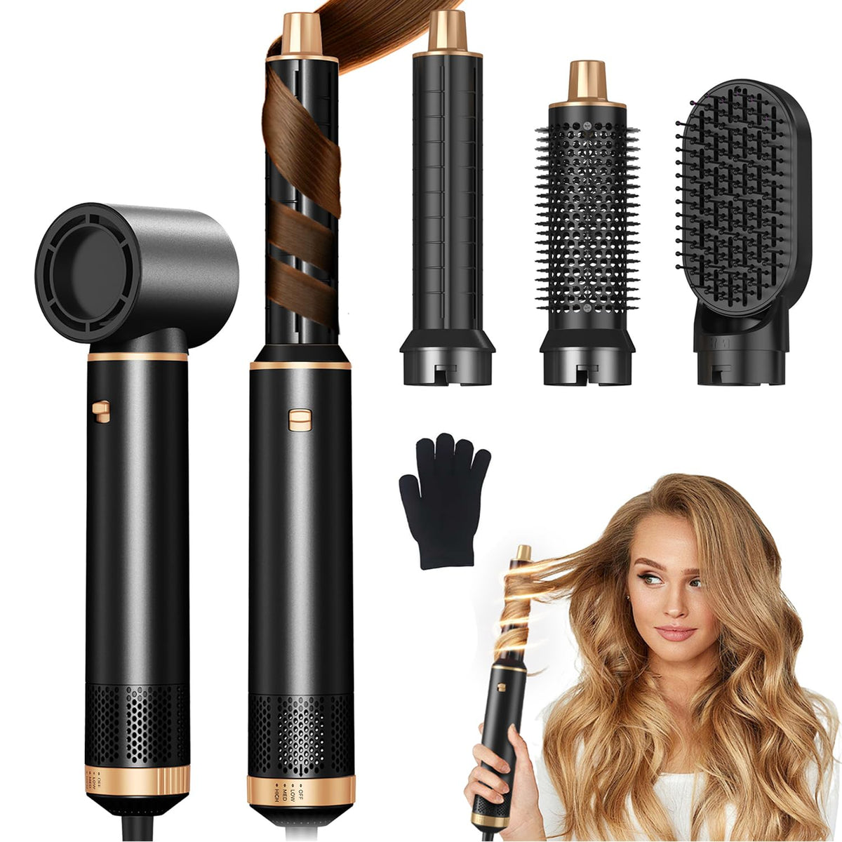 JINYAWA hair dryer brush 5-in-1 front view for quick all-in-one styling