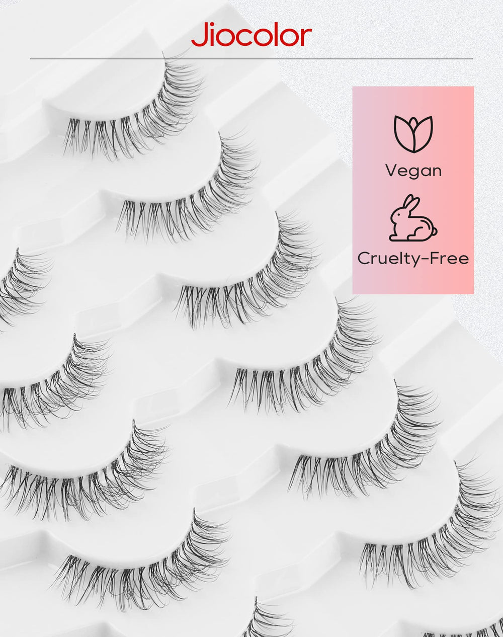 Jiocolor Fairy Strip Lashes 10mm length closeup for lengthened eye shape