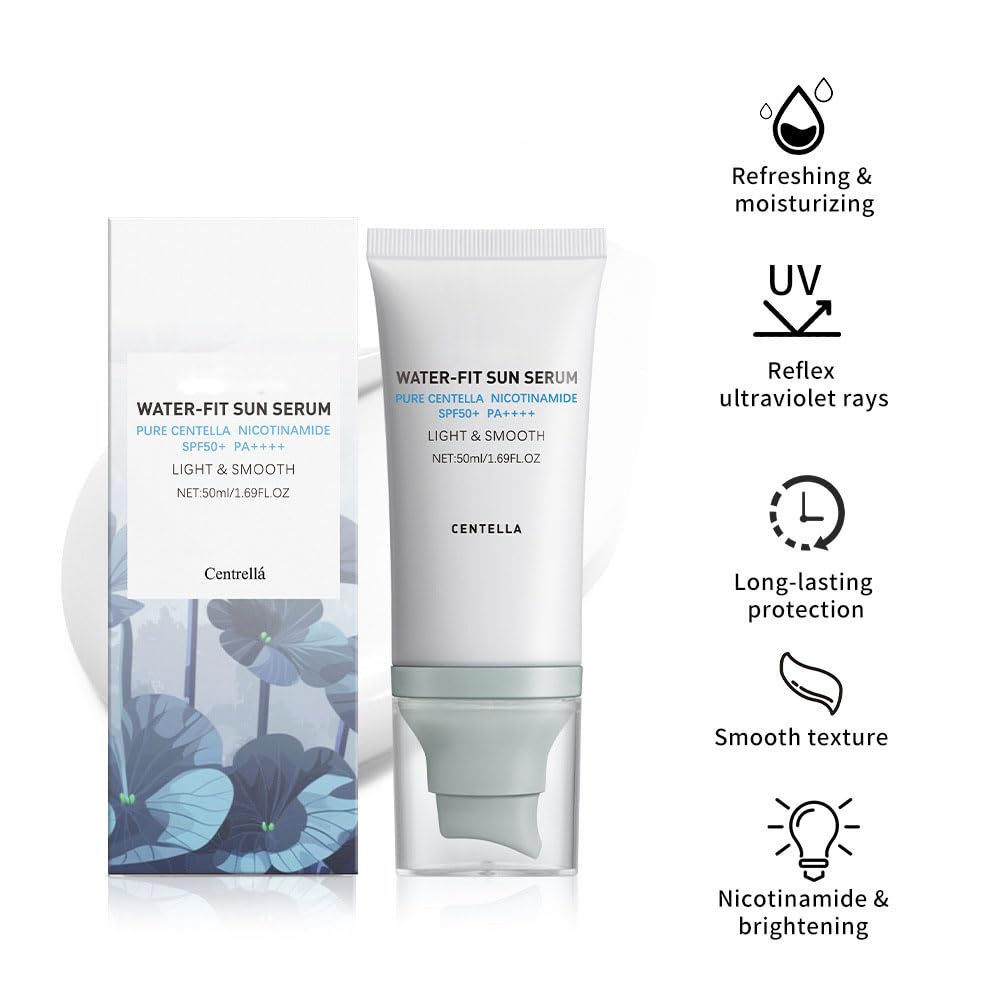 Aplicación suave de JISKG Centella Sunscreen, sin residuo blanco.