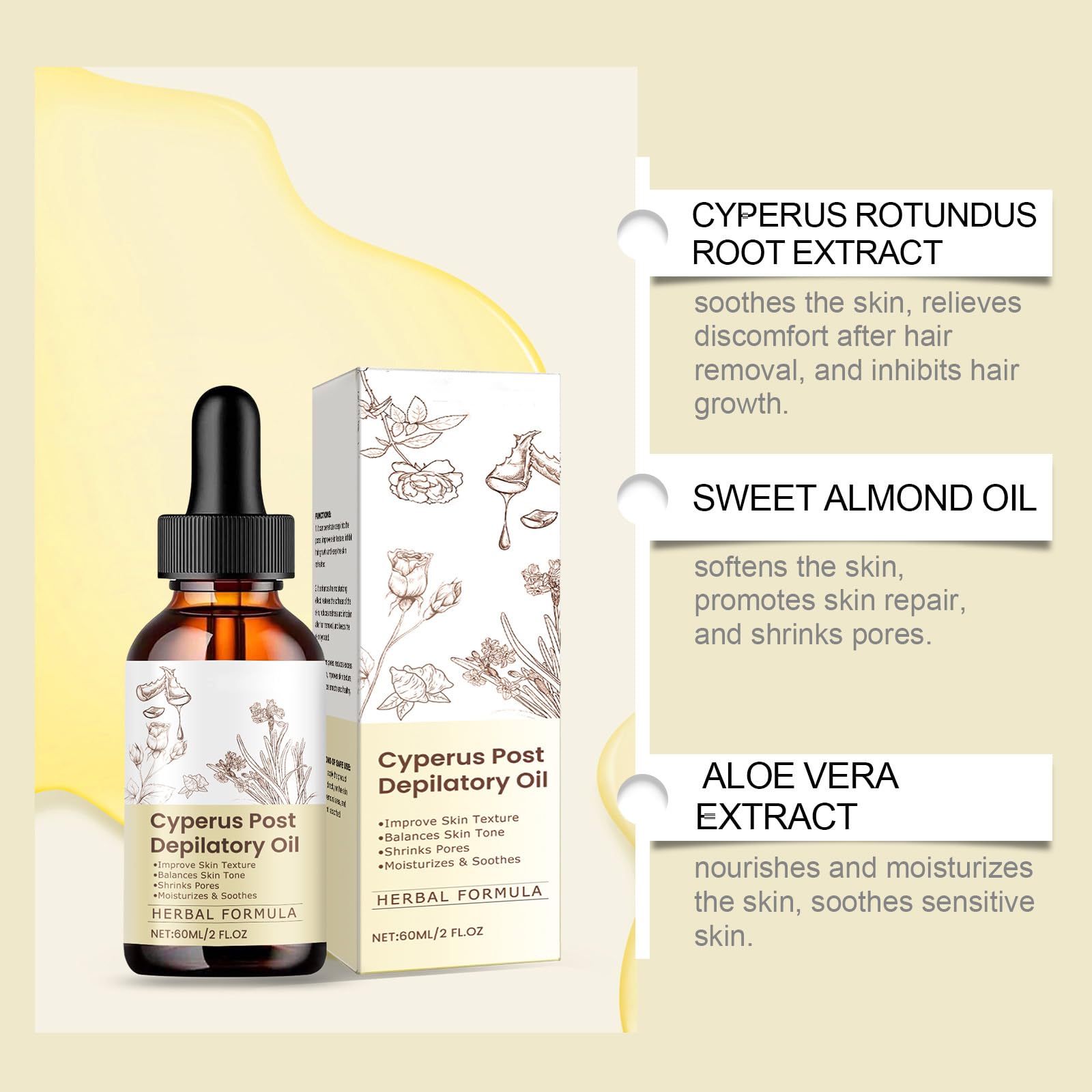 JISKG Cyperus Rotundus Oil texture close up highlights lightweight non greasy feel.