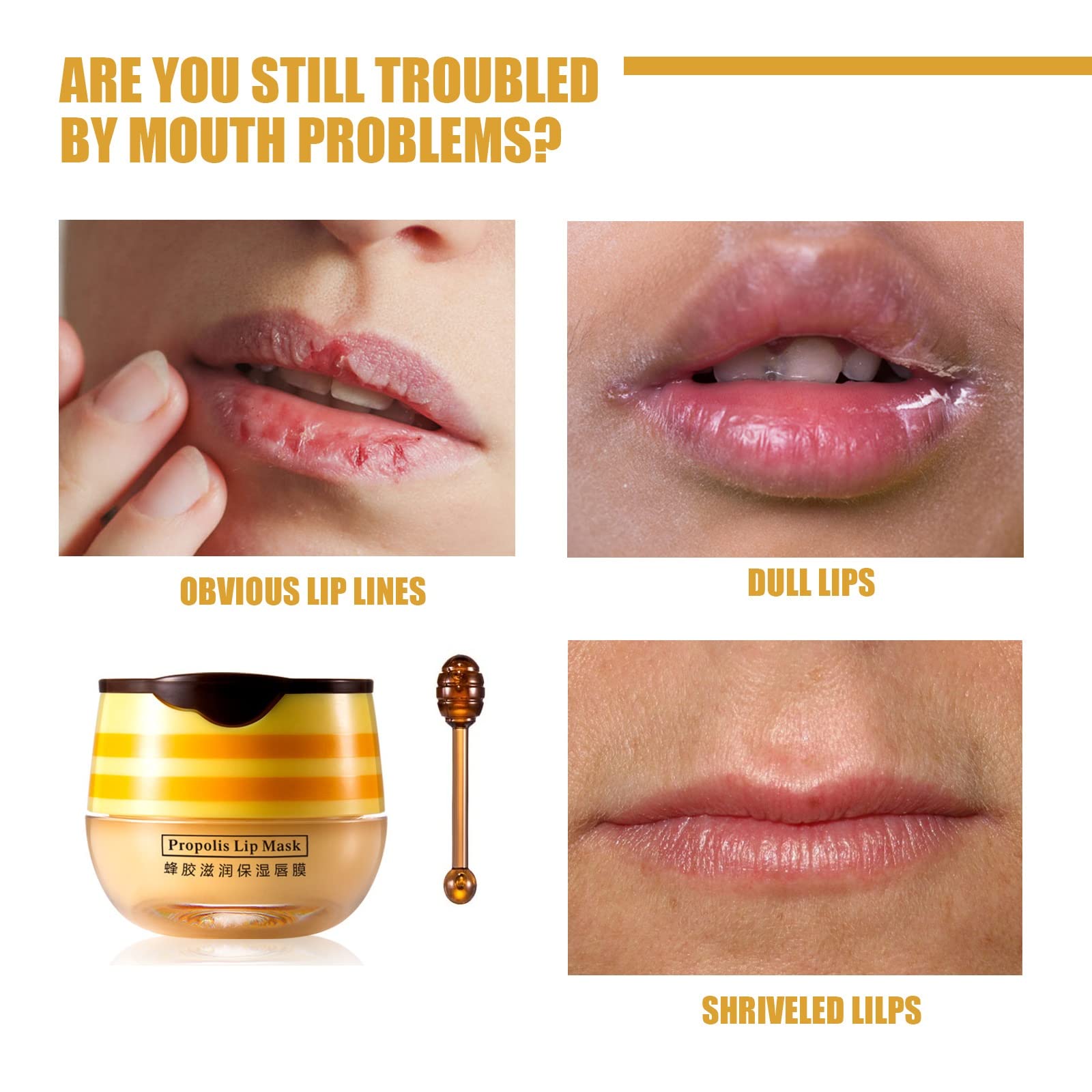 JISKG lip balm honey pot close-up highlighting propolis ingredients for moisturized lips