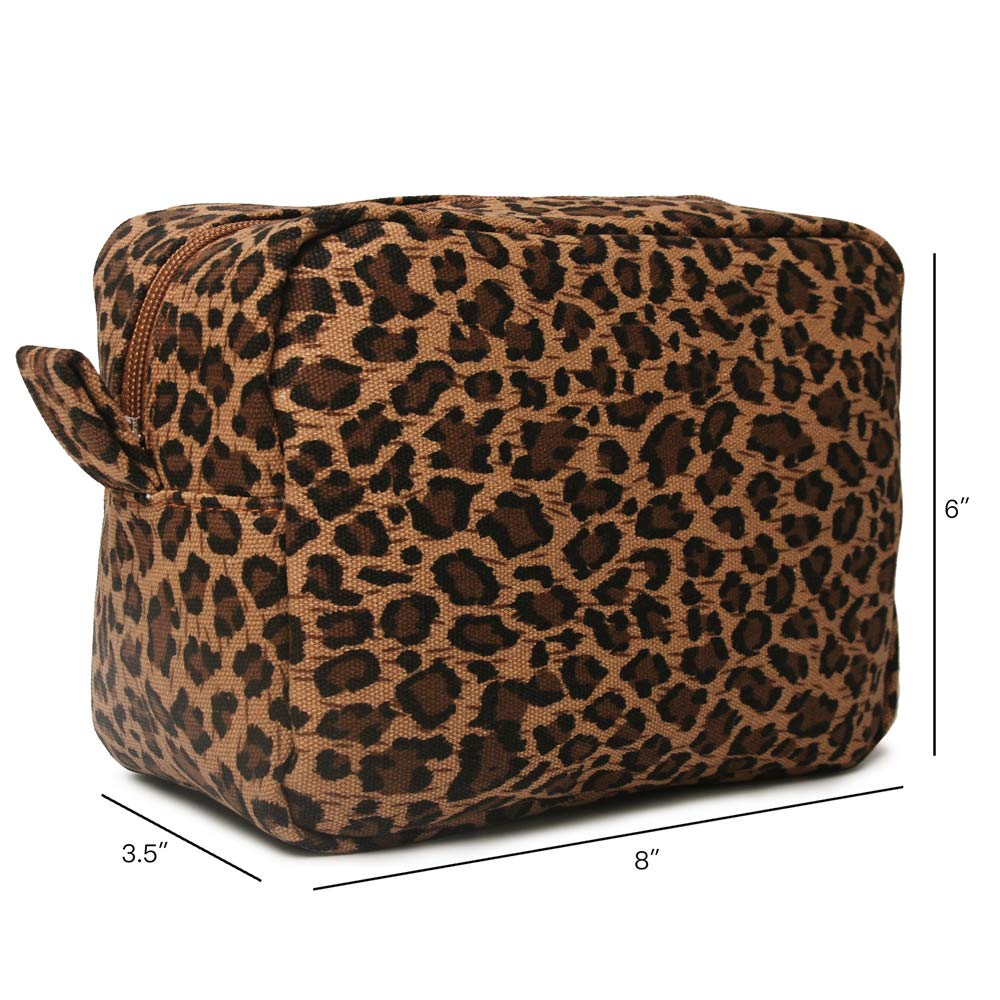 JIU HONG CHAO leopard cosmetic bag close-up with dimensions for planning storage