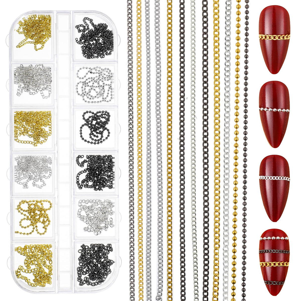 JIYIN gold metal nail chains on nails for chic DIY manicure