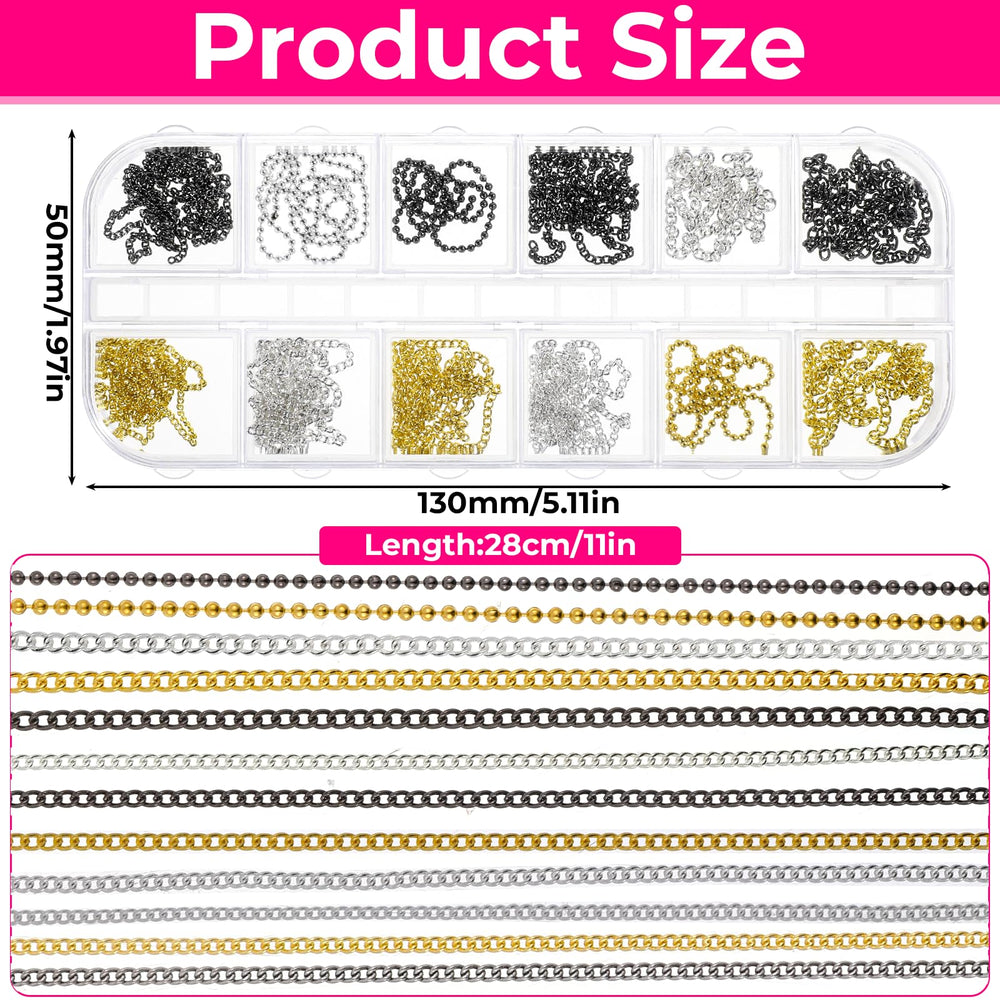 JIYIN silver metal nail chains on nails for modern shine