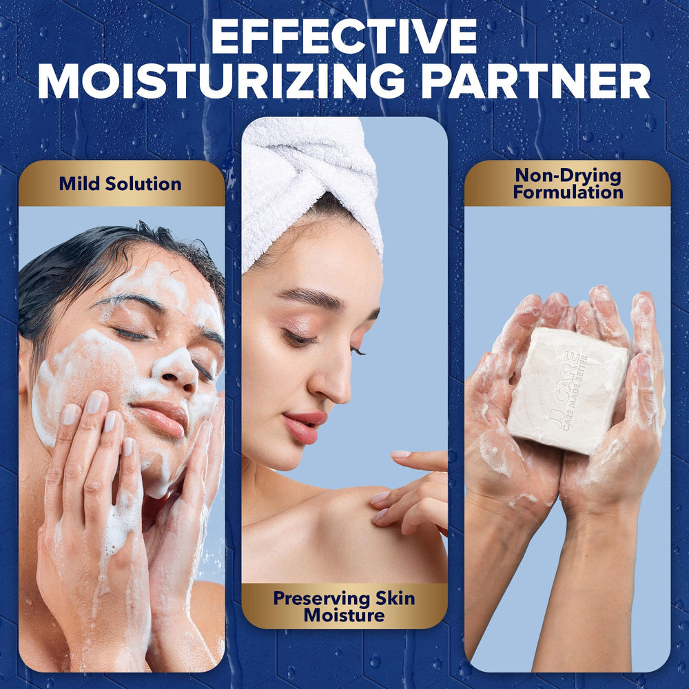 JJ CARE Goat Milk Soap lather detail reveals a rich, creamy foam for nourished skin.