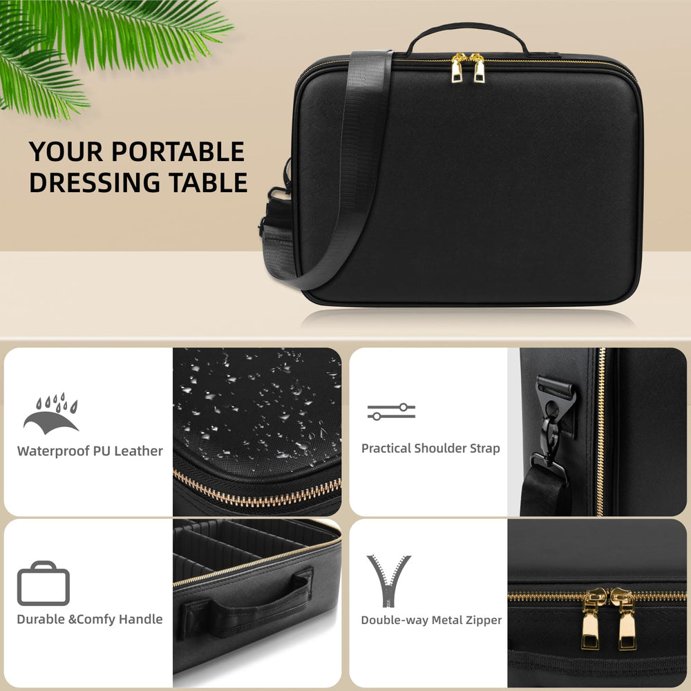 JJhxr makeup case with brush slots keeps tools tidy