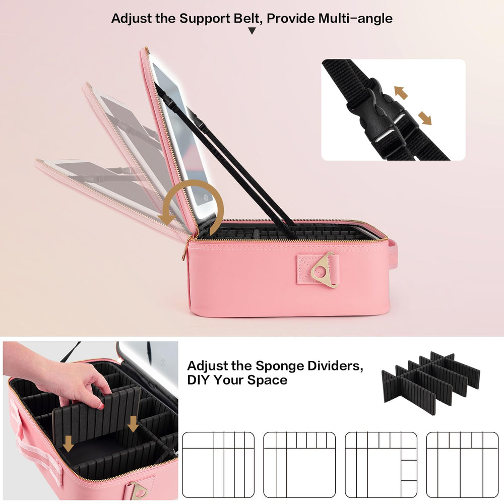 JJhxr detachable dividers and 12 brush slots keep cosmetics neat.