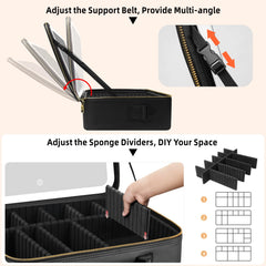 JJhxr detachable EVA dividers organize cosmetics and brushes