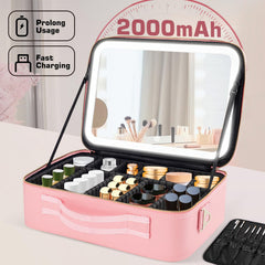 JJhxr makeup bag showcasing three light settings for different lighting.