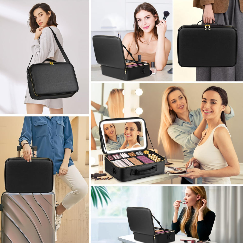 JJhxr travel ready makeup bag with luggage strap for easy transport