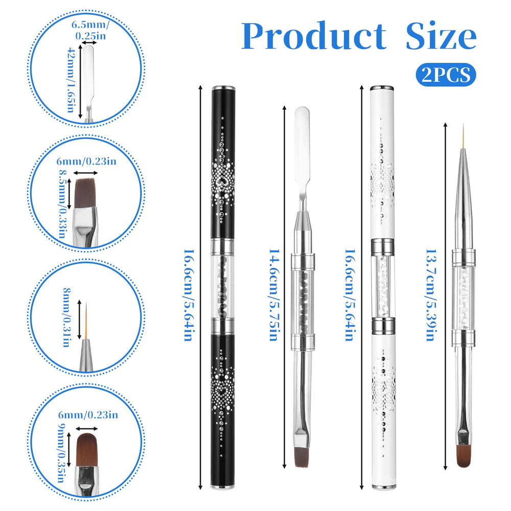 JJUNW double-ended nail builder gel brush in white for clean line work.