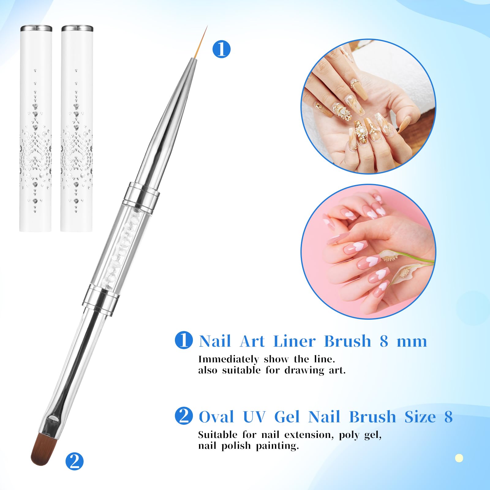 JJUNW dual-head design closeup shows gel and liner brush options.