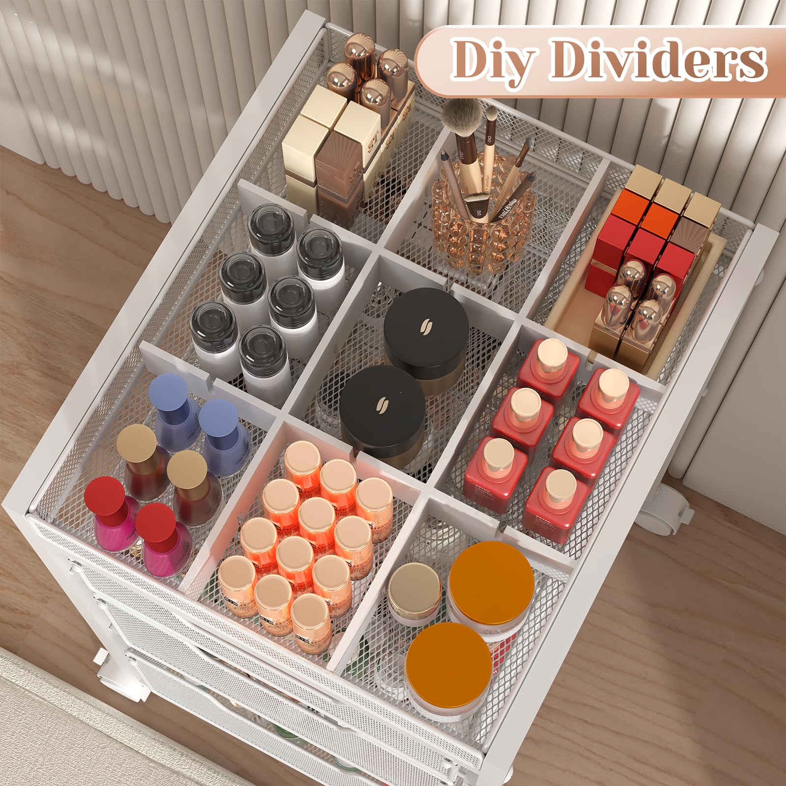 JKsmart holiday-ready storage cart keeps cosmetics organized for gatherings.
