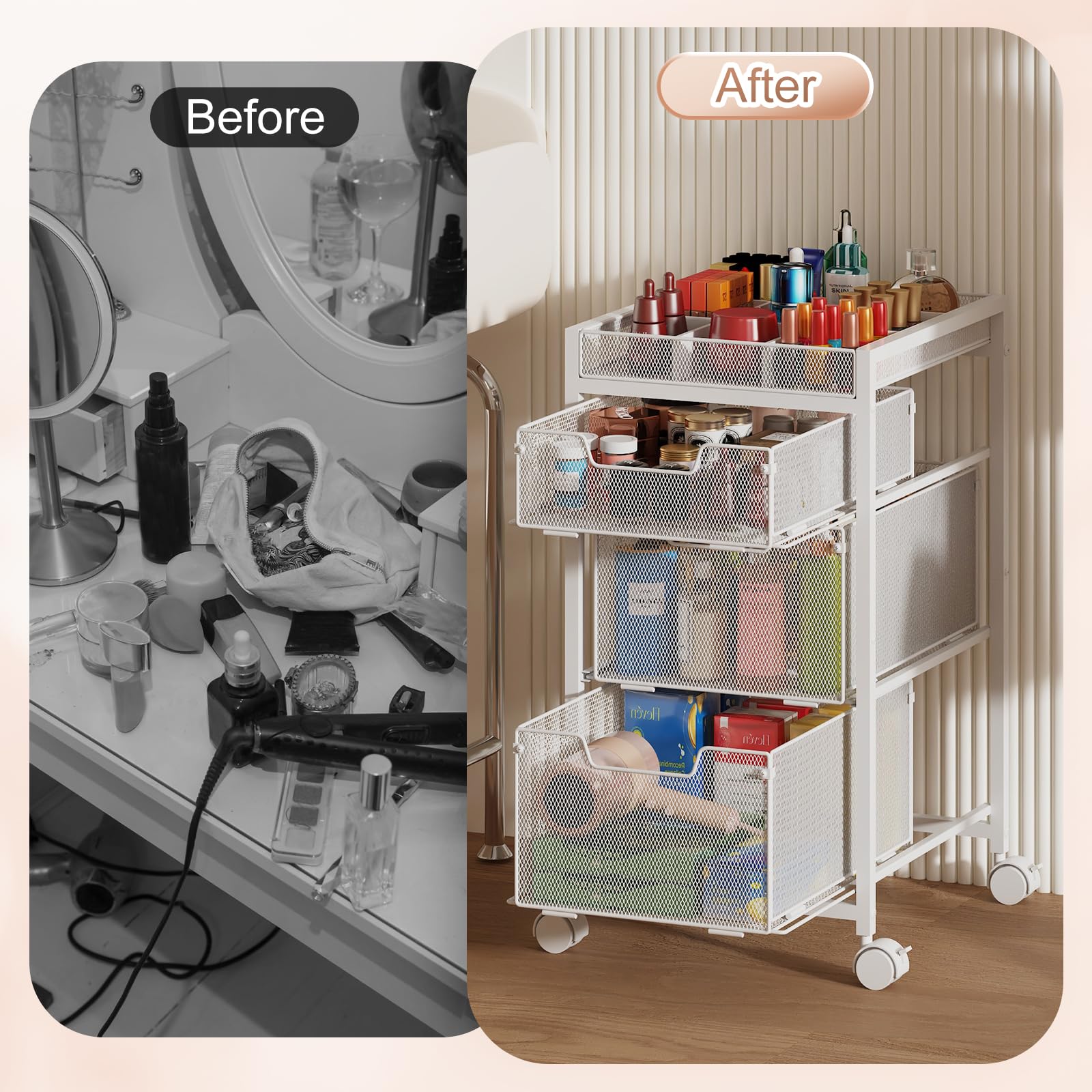JKsmart mobile beauty cart demonstrates versatile on-the-go organization.
