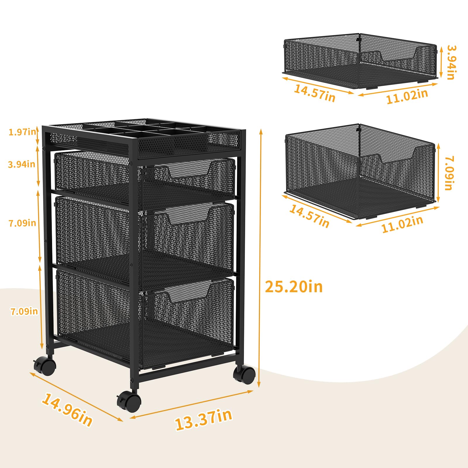 JKsmart rolling makeup cart flat-pack design for simple setup and storage
