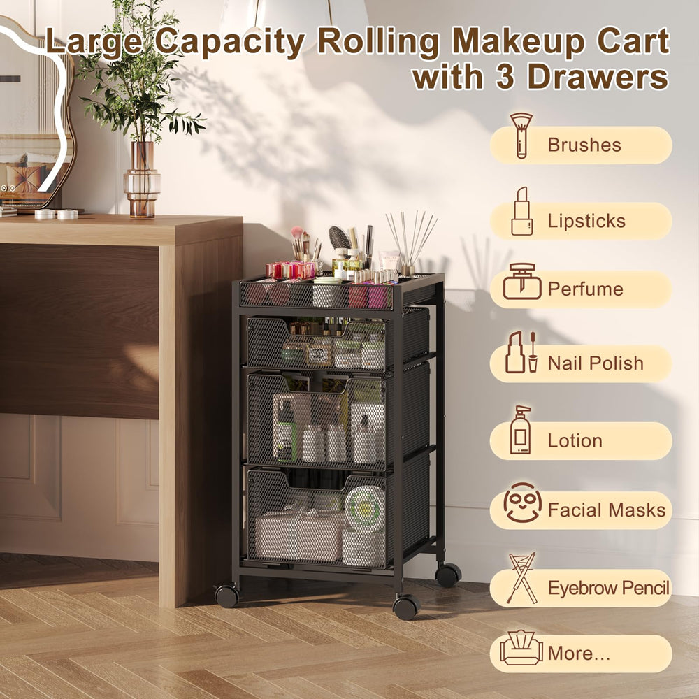JKsmart rolling makeup cart in-use demonstrates easy room-to-room portability