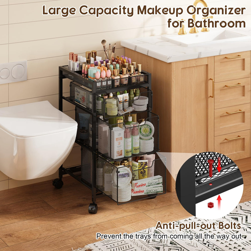 JKsmart rolling makeup cart metal frame adds durability for heavy items