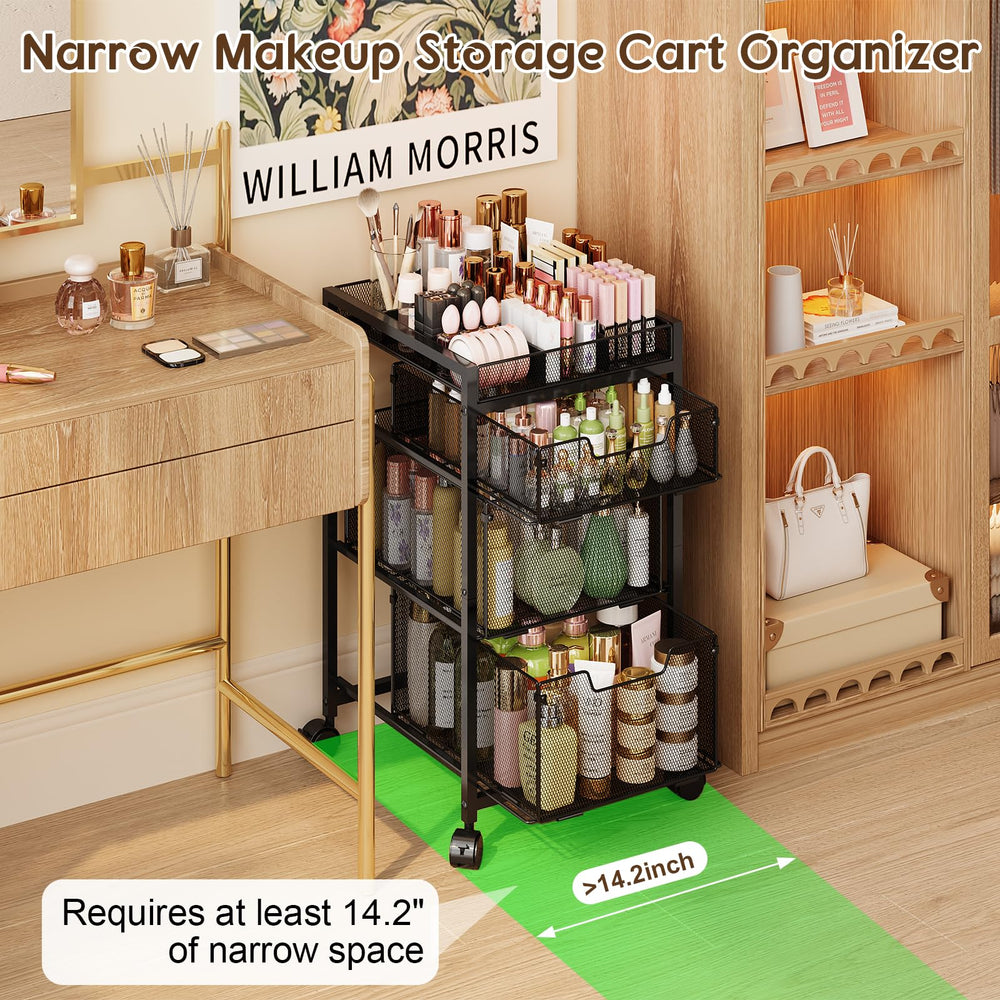 JKsmart rolling makeup cart top dividers enable flexible compartments for customization