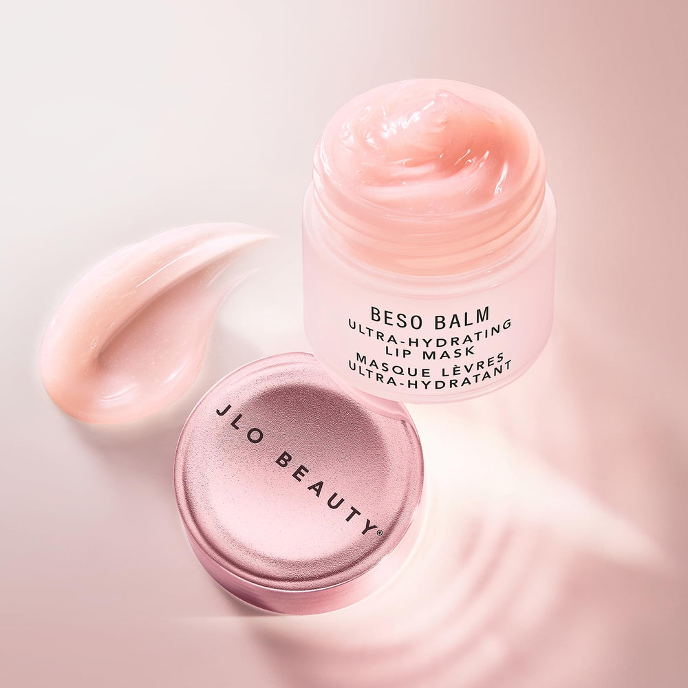JLO Beauty Beso Balm compact travel case for on-the-go lip care.