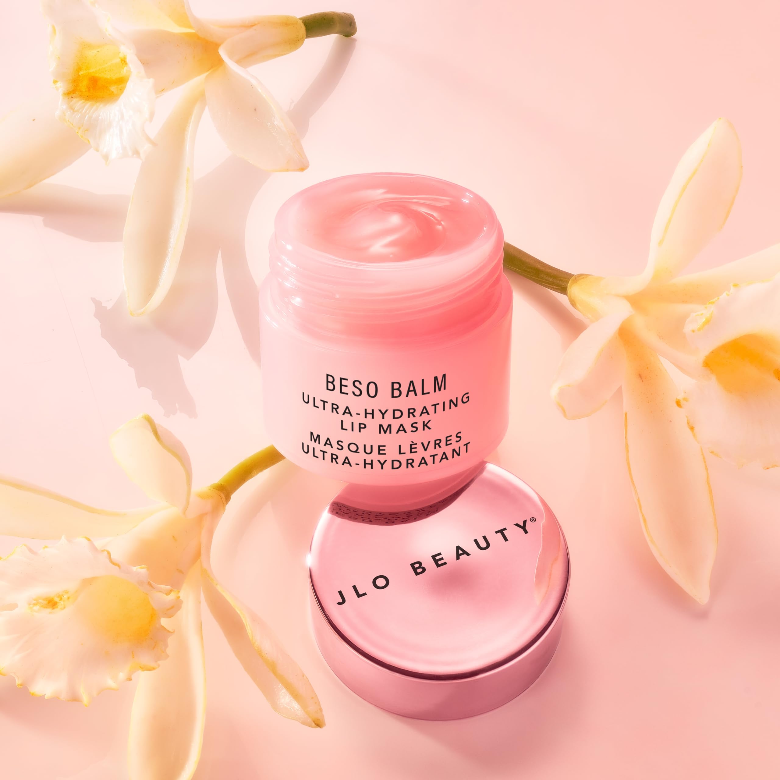 JLO Beauty Beso Balm trio packaging for home, purse, and travel.