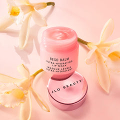 JLO Beauty Beso Balm trio packaging for home, purse, and travel.