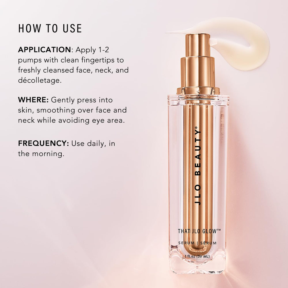 JLO BEAUTY Brightening Serum terralume complex ingredients visible in the swatch