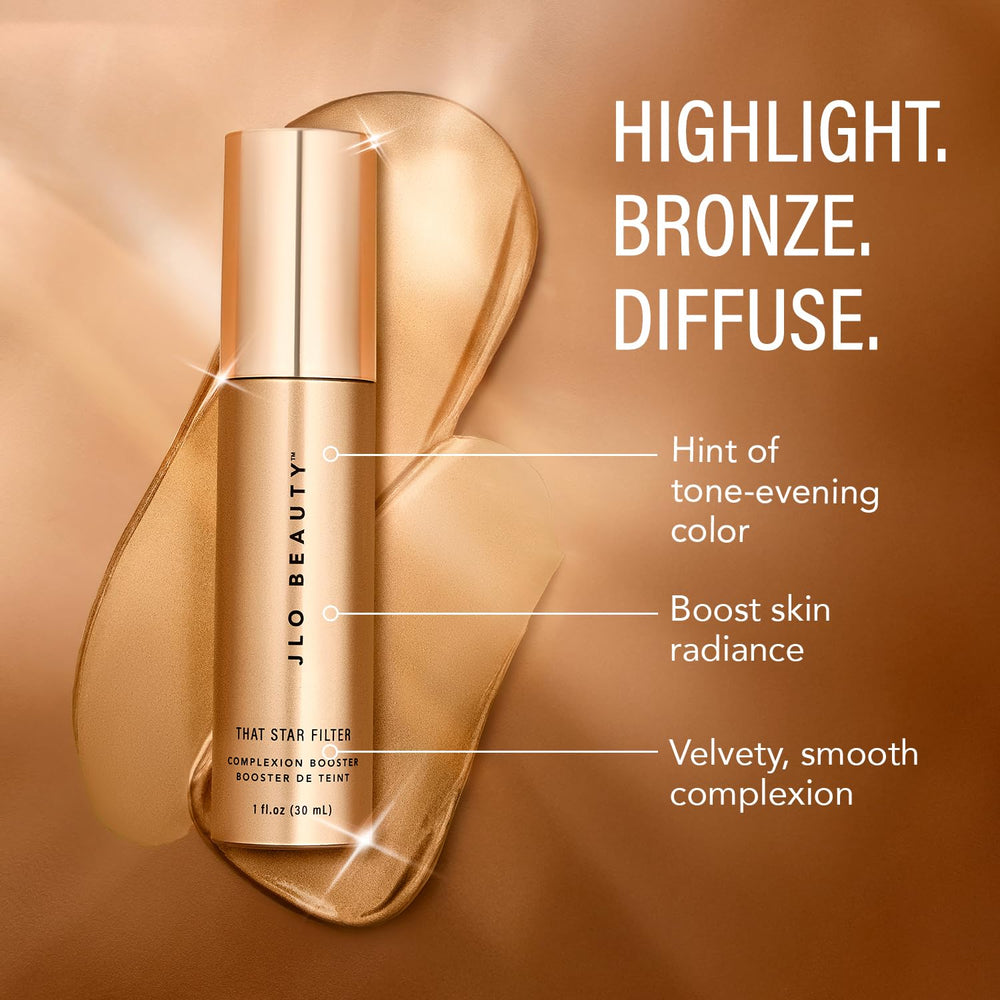 JLO Beauty Complexion Booster cheekbone glow—radiant highlight with a lit-from-within finish