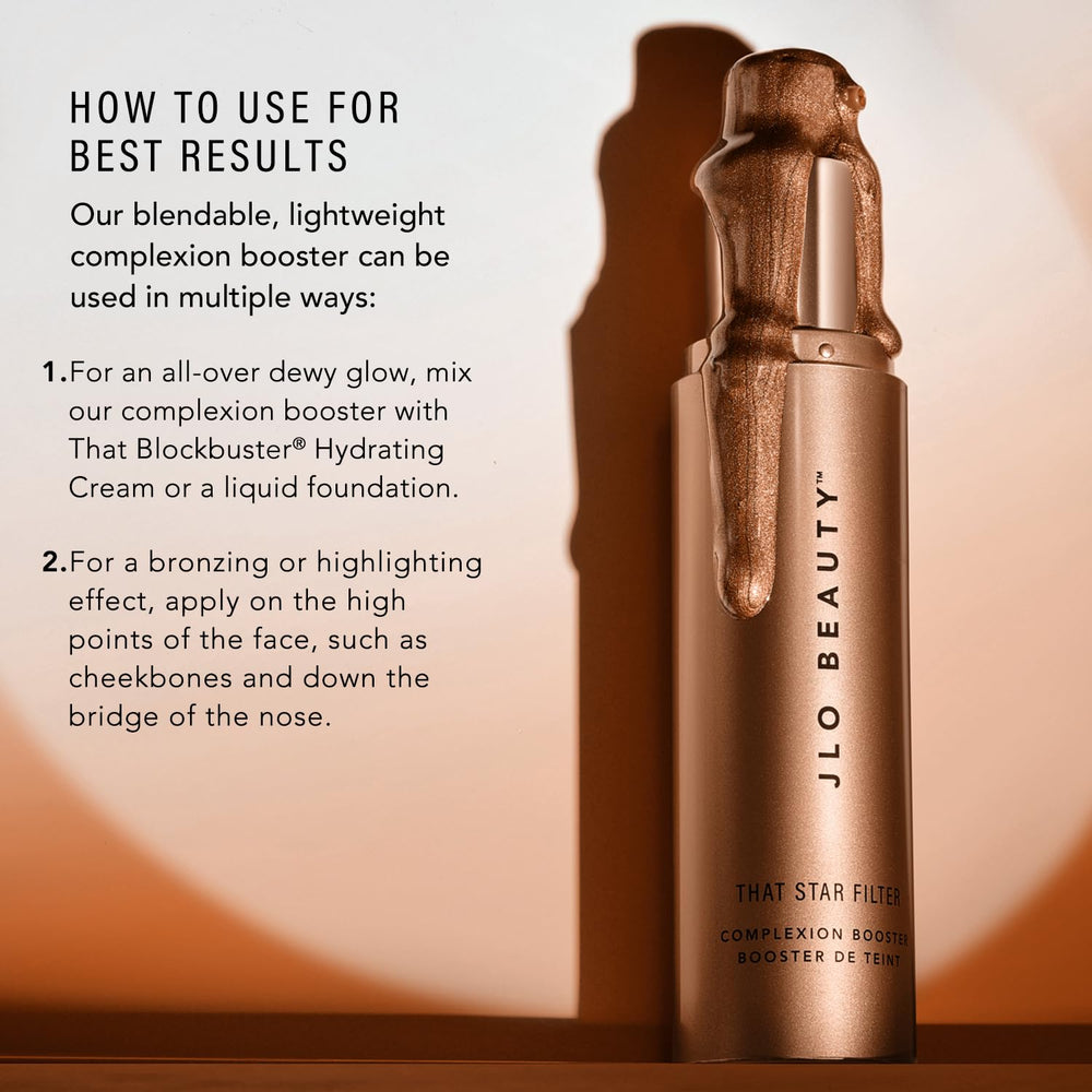 JLO Beauty Complexion Booster multi-use-drops—blendable bronzer and highlighter for versatile looks