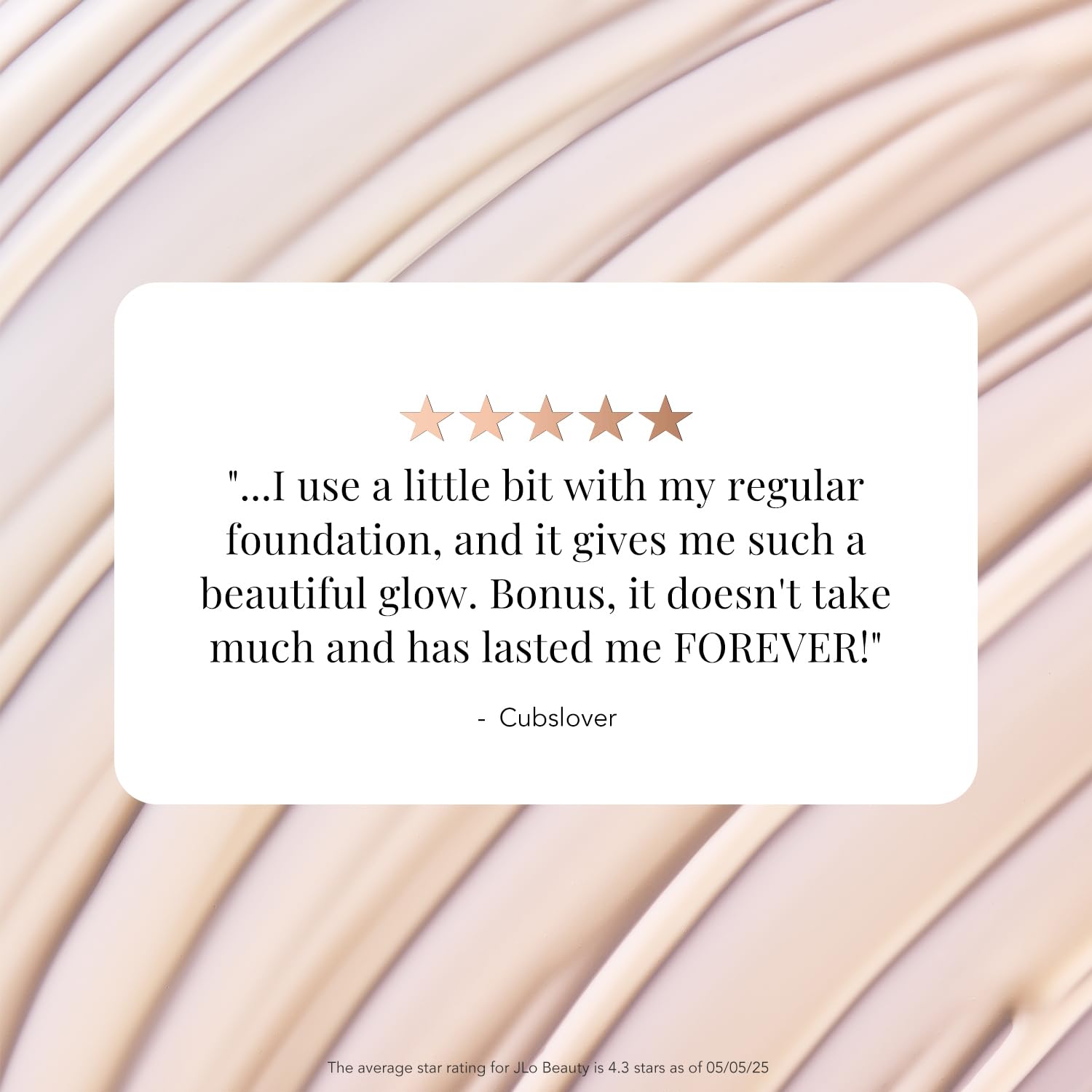 JLO Beauty complexion booster Rose Gold mixed with moisturizer for luminosity