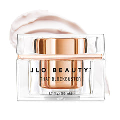 JLO BEAUTY That Blockbuster Hydrating Cream jar front showing dewy hydration.