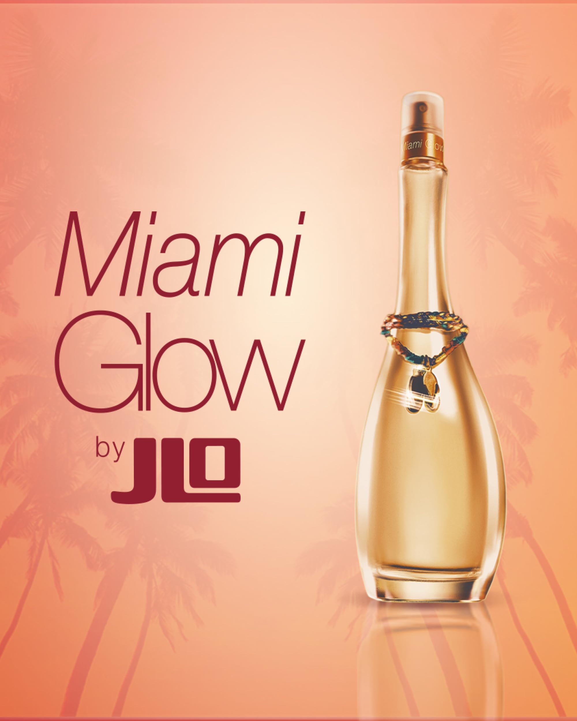Jennifer Lopez Miami Glow flatlay showcases elegant bottle with subtle shimmer for everyday glam.