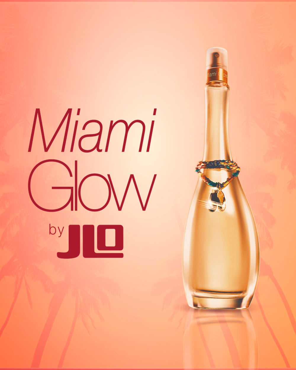 Jennifer Lopez Miami Glow flatlay showcases elegant bottle with subtle shimmer for everyday glam.