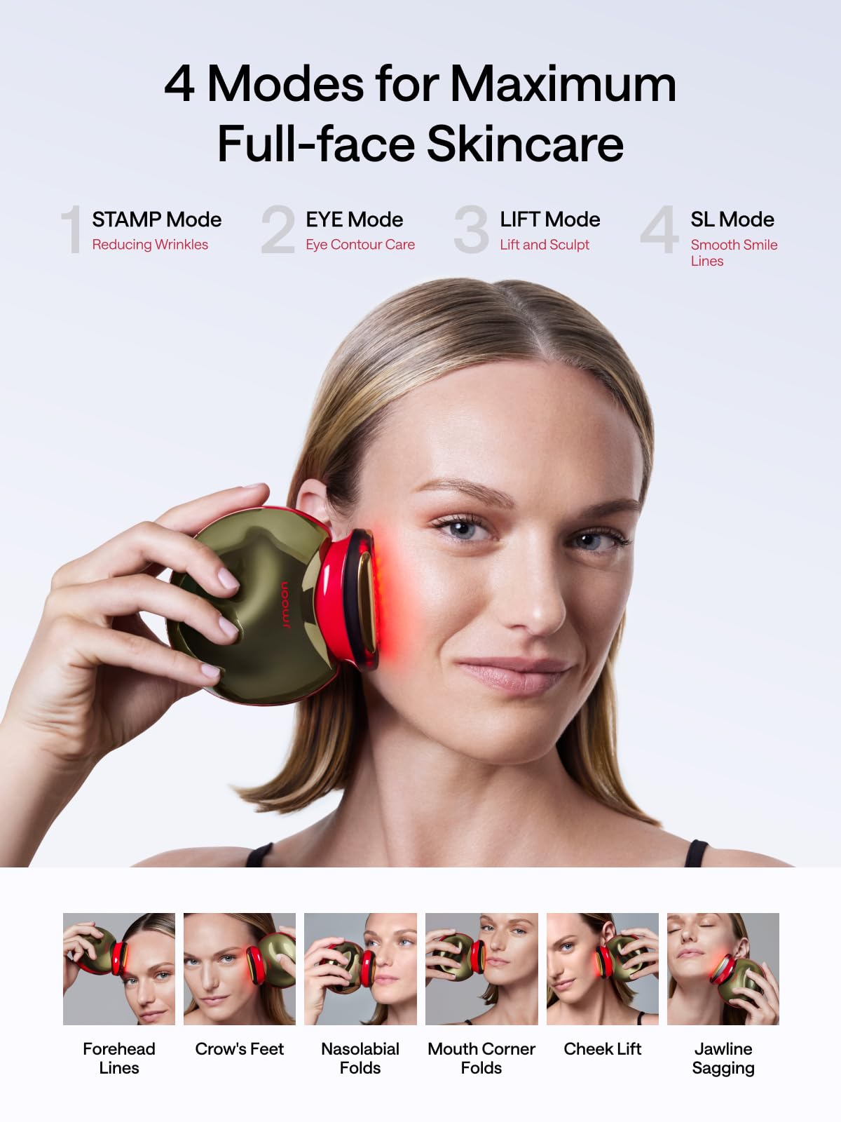 JMOON M30U eye area stimulation demonstrates precise microcurrent therapy