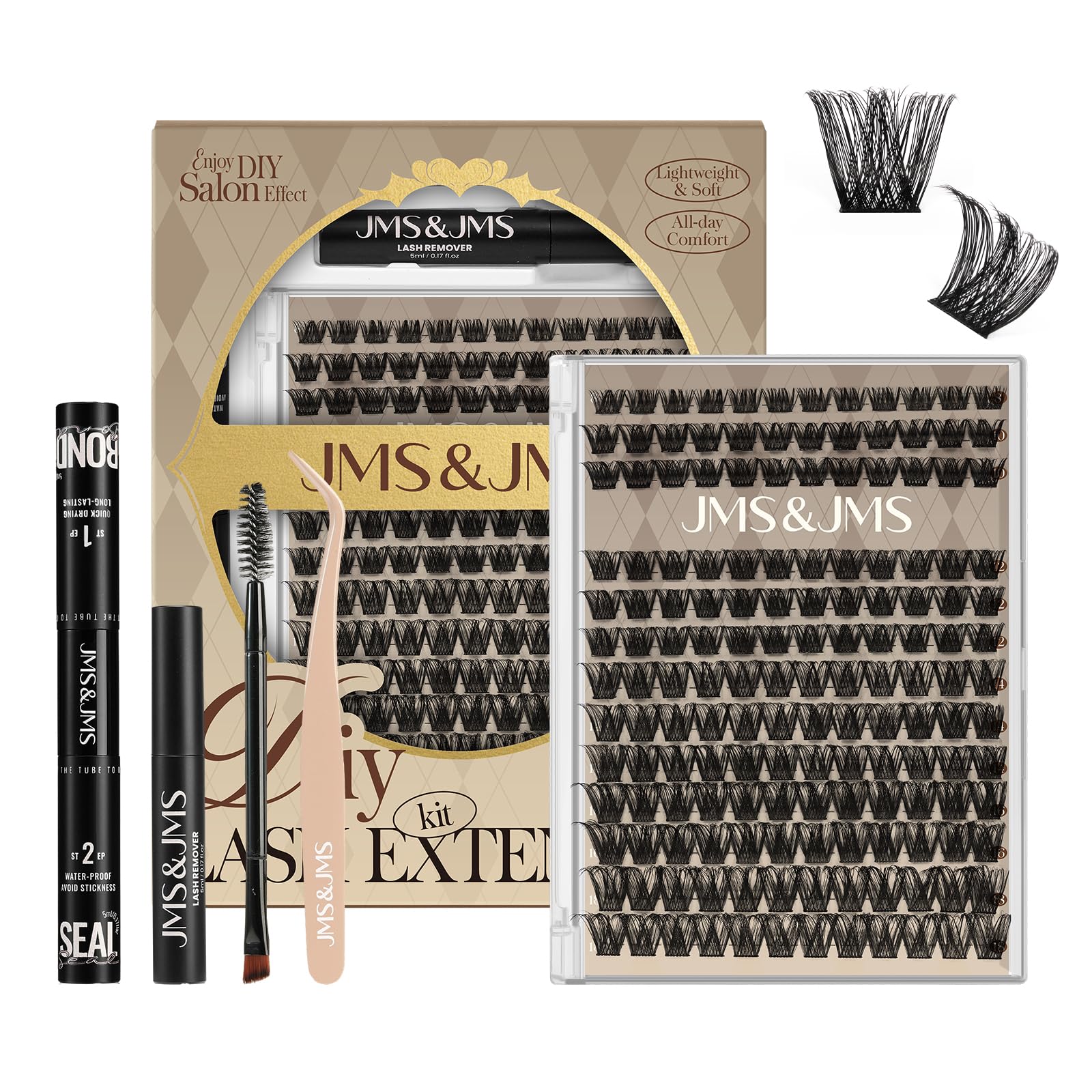JMS&JMS Lash Clusters Kit box set for at-home lash DIY for beginners.