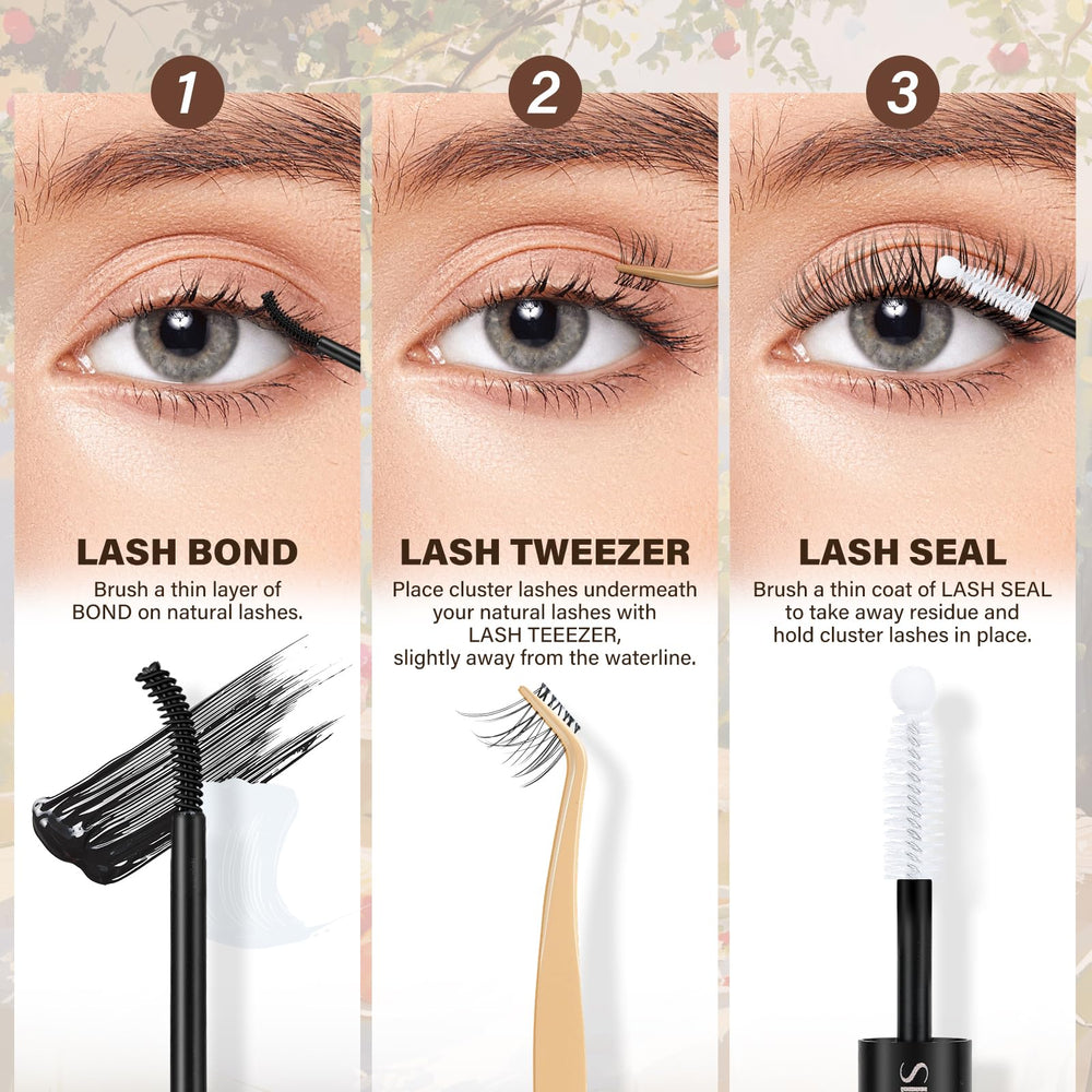 JMS&JMS lash-tweezers assist precise placement for DIY clusters.