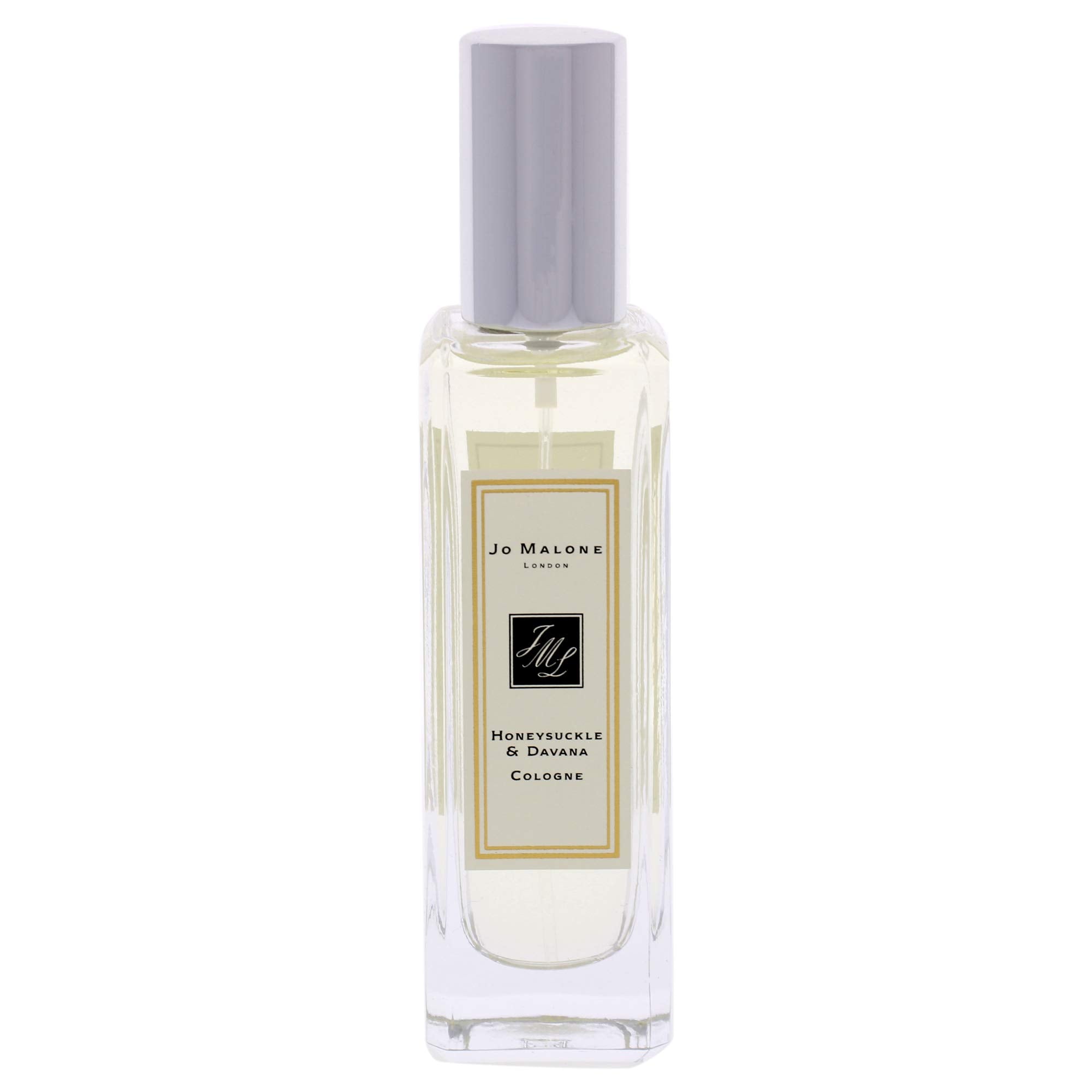 Jo Malone Honeysuckle and Davana front label emphasizes rose and honeysuckle notes for everyday elegance