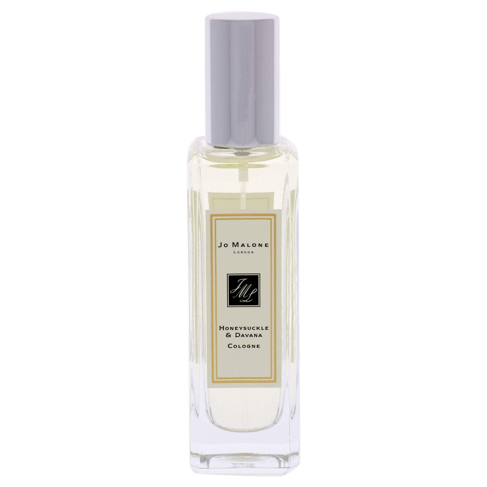 Jo Malone Honeysuckle and Davana front label emphasizes rose and honeysuckle notes for everyday elegance