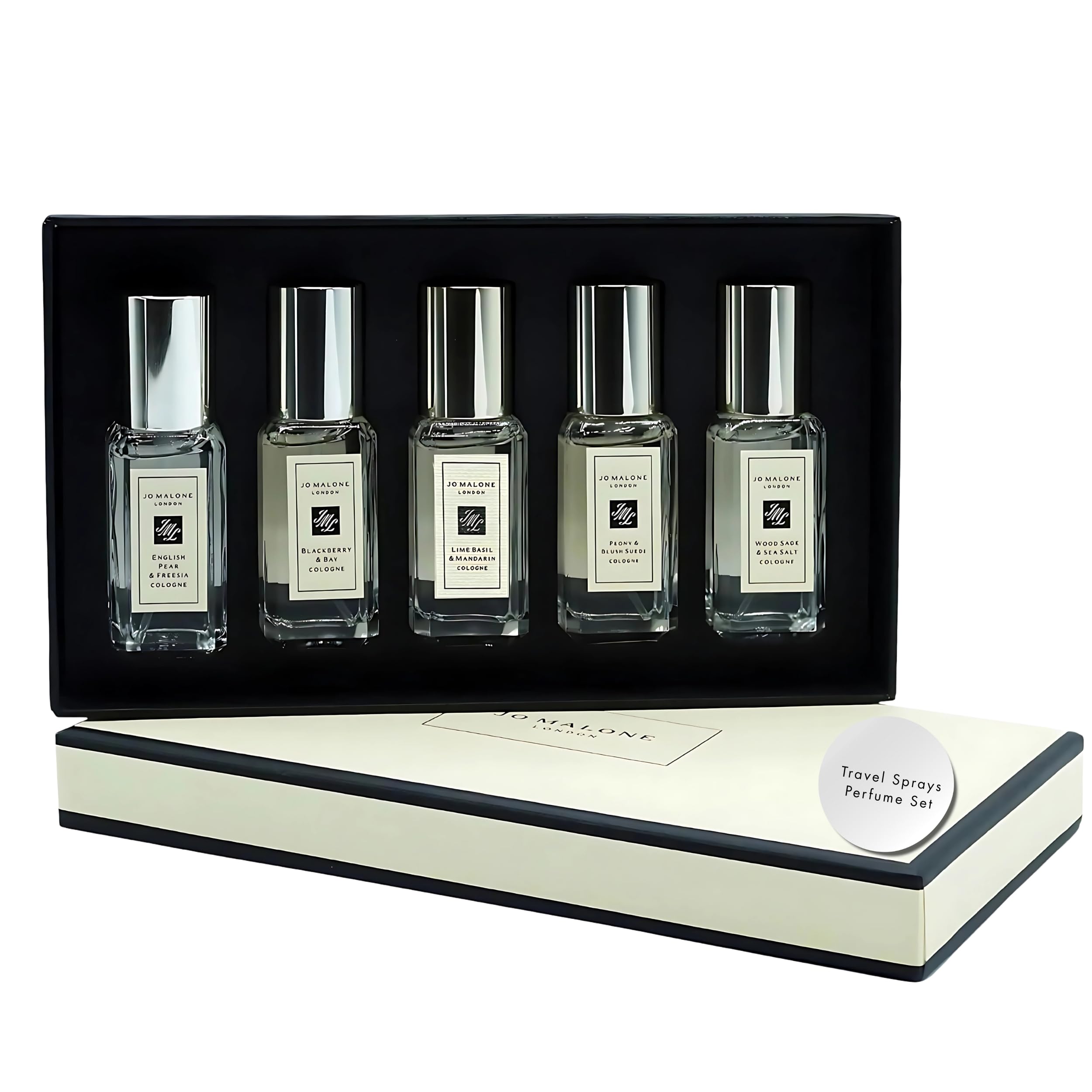 Jo Malone English Pear & Freesia travel bottle in the mini set for on-the-go scent ideas.