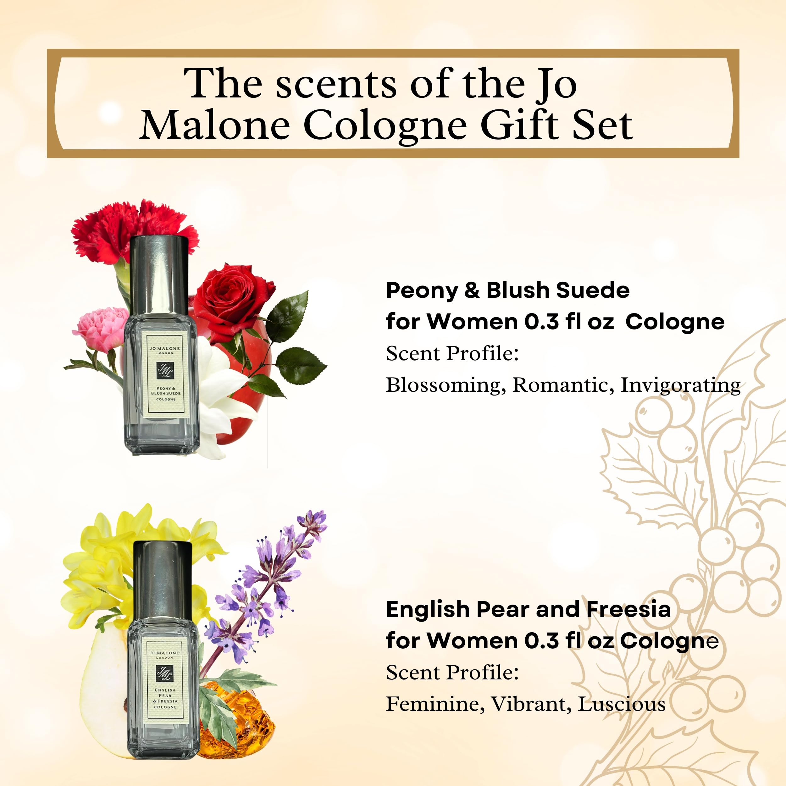 Jo Malone Peony & Blush Suede travel bottle with floral, elegant notes for evenings.