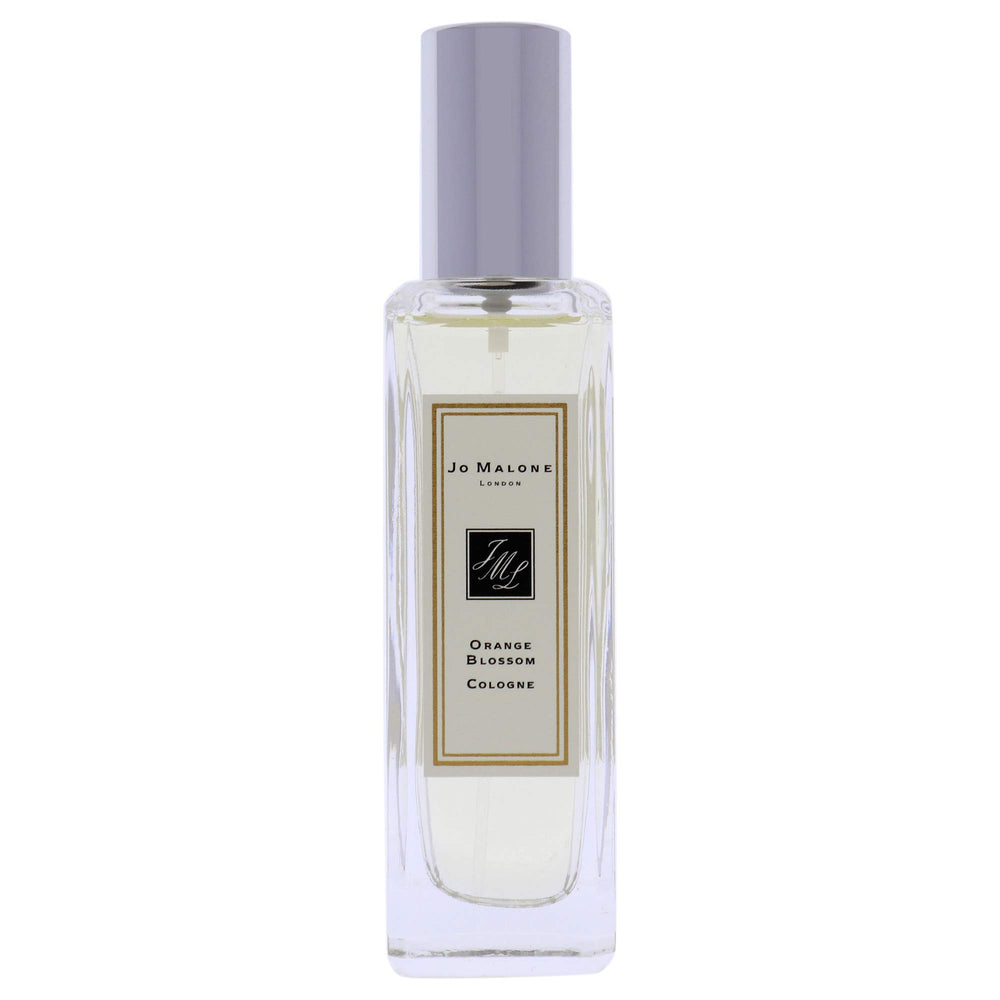 Jo Malone Orange Blossom bottle close up label shows delicate floral mood.