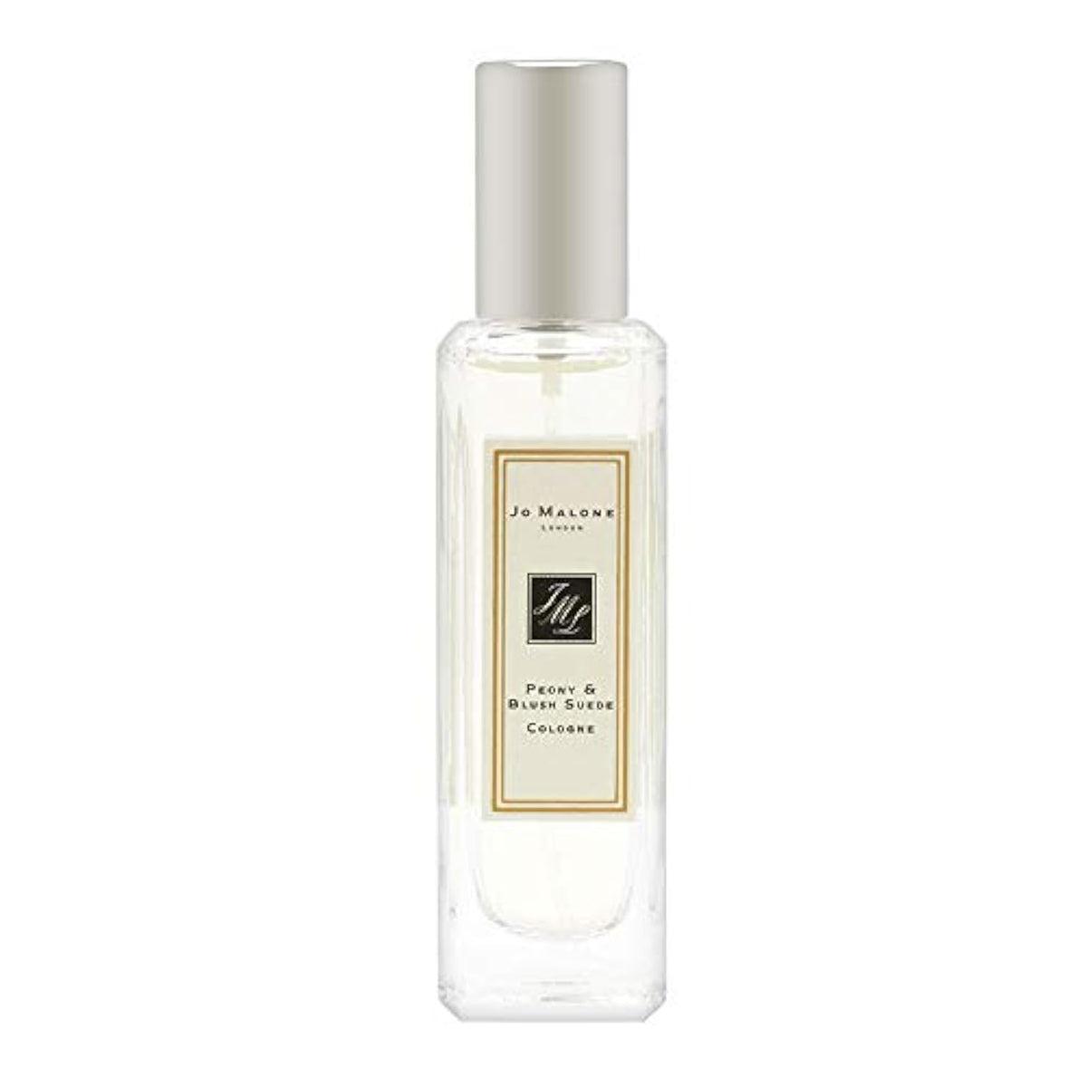 Jo Malone Peony & Blush Suede bottle front shows floral elegance for daytime wear.